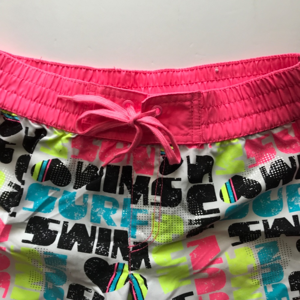 Justice Girls Board Shorts Swimsuit. Pink/Blue Multi. Large size 14. - Picture 2 of 4